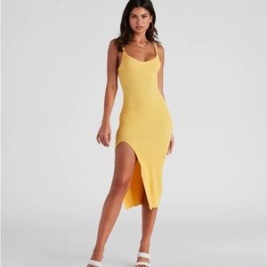 Yellow midi dress